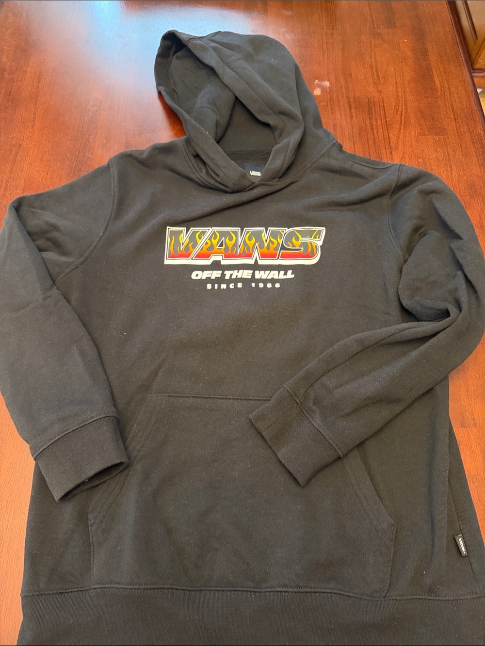 Vans Black Crewneck Hoodie with Flame Logo